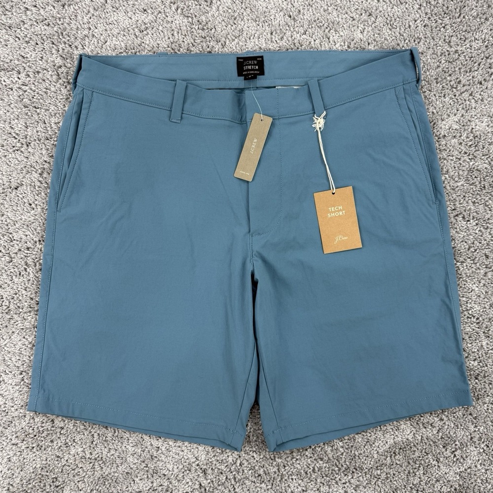 J Crew Tech Shorts Men's 34x9 Teal NWT Chino Stretch Preppy